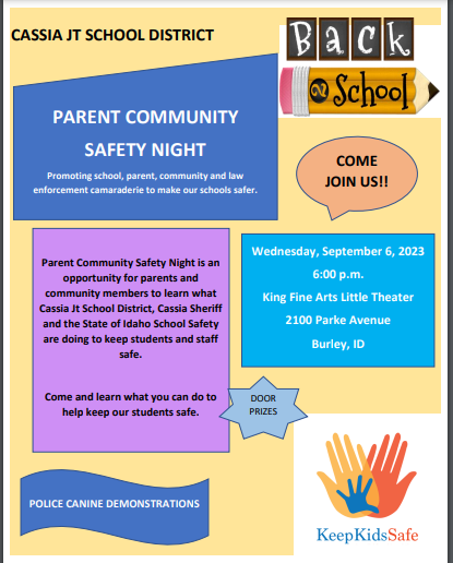 Parent Safety Night at KFAC 6 PM Sept 6th