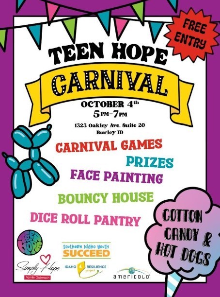Teen Hope Carnival October 4th from 5-7 PM