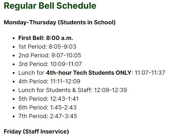 New 23-24 BHS Bell Schedule